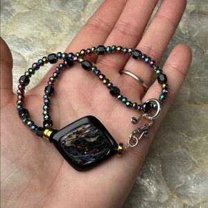 Multicolor Beaded bracelet with bone and mother of pearl Pendant